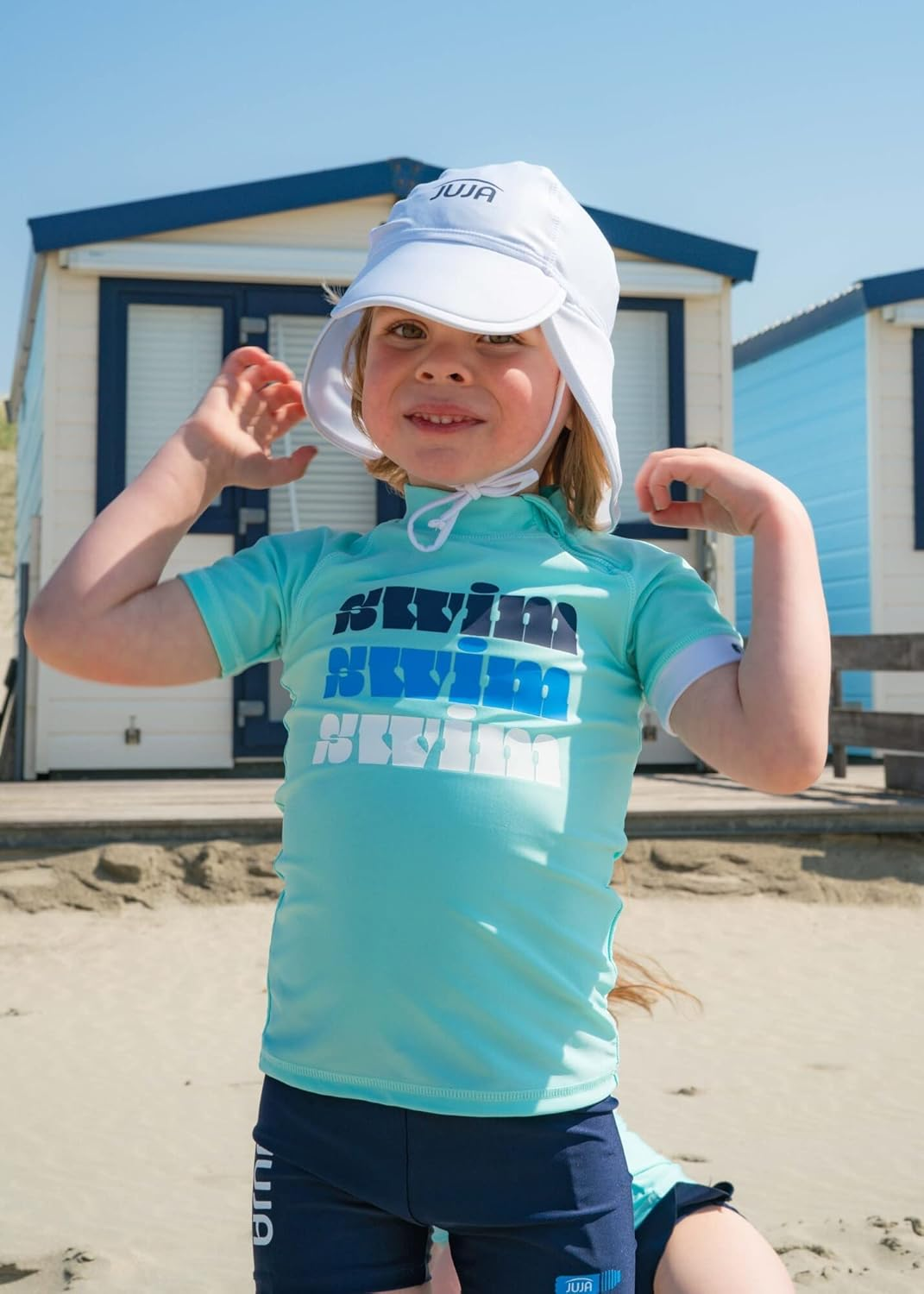 JUJA - UV Sun Hats for Babies and Children - from 0 to 3 Years - Leopard Brown, Pink, White and Blue with Drawstring - UPF 50+ Protection - with Neck Protection image number 1