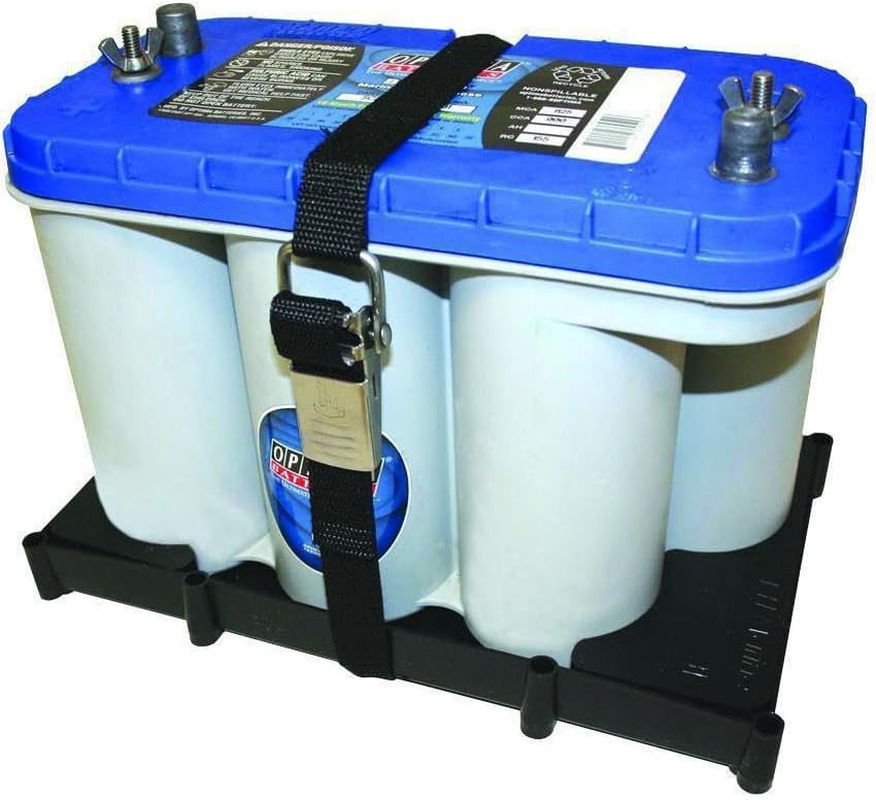 T-H Marine Optima Battery D27M and D31M Series Tray Holder with Poly Strap - Rugged Replacement Battery Box Is UV and Corrosion Resistant - 8 Mounting Slots image number 2