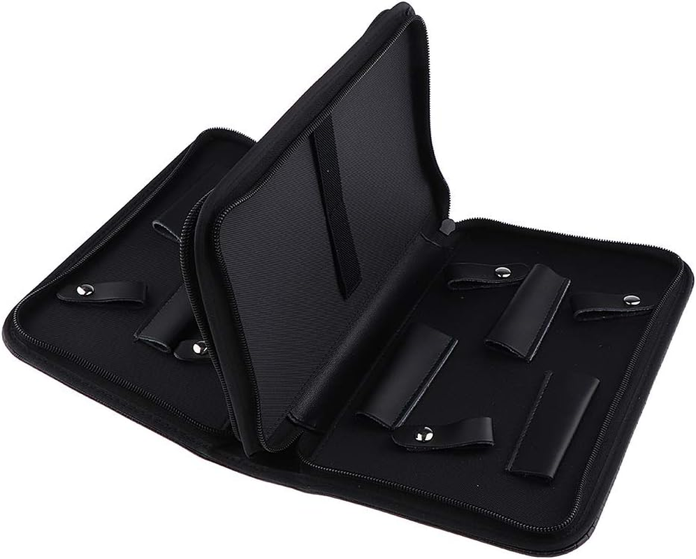 Oshhni Soft Leather Hair Scissor Shears Case Hairdressing Comb Pouch, Black image number 4