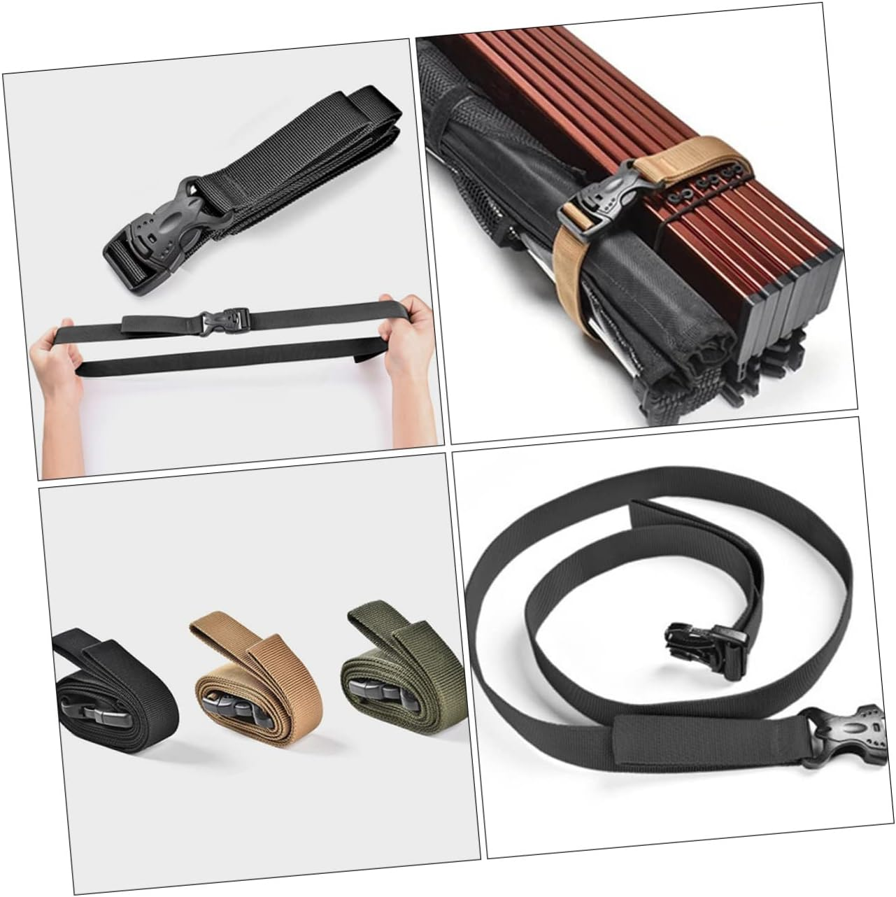 KOMBIUDA 3Pcs Buckle Strap Ratchet Tie down Straps Luggage Bind Strap Buckle Design Canopy Storage Tie Picnic Mat Travel Storage Nylon Cam