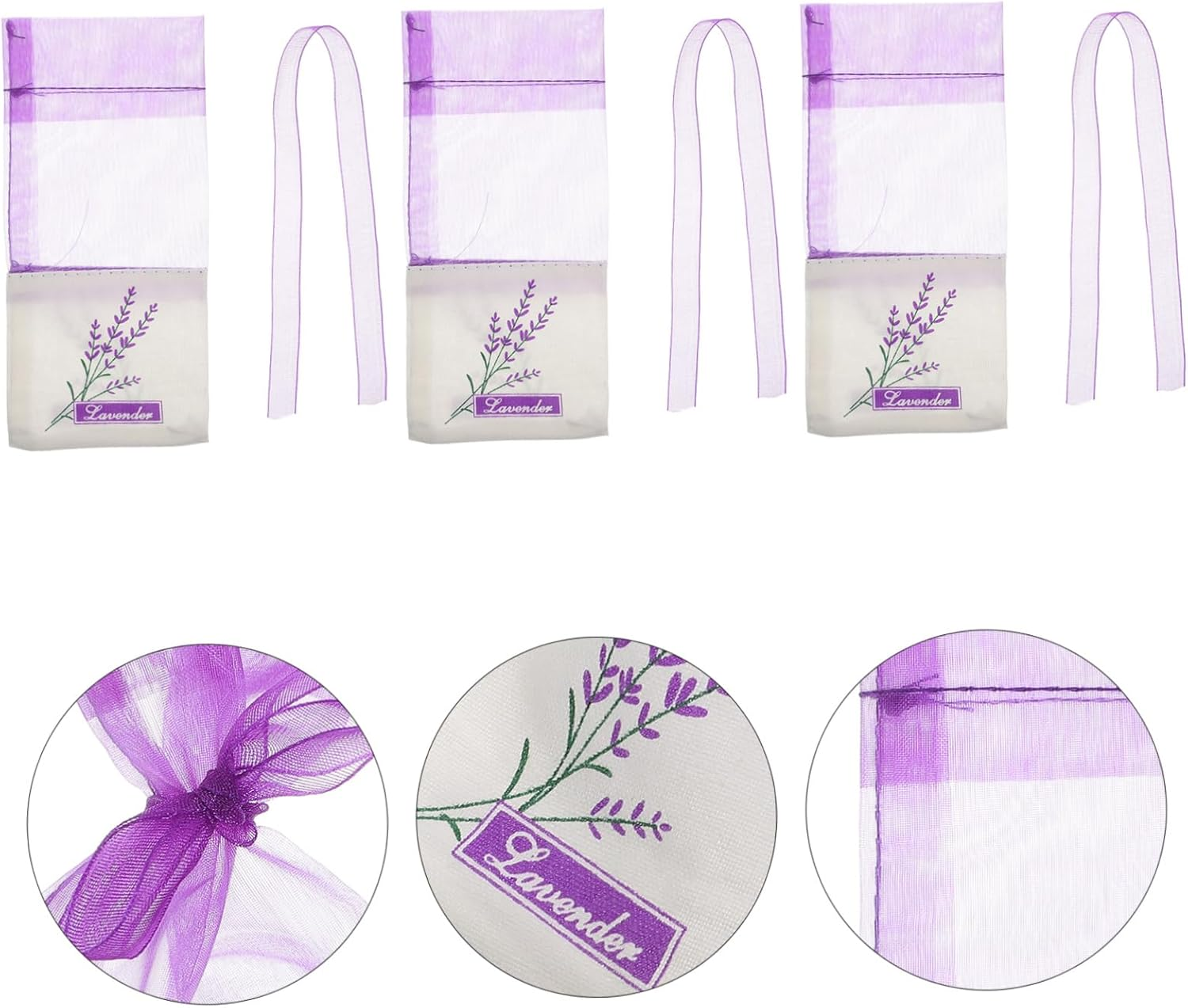 Kichvoe 1Set Lavender Sachet Bags Deep Purple Fragrance Pouches for Wardrobe Home Freshening Made of Gauze and Scent for Closet Deodorizing image number 2
