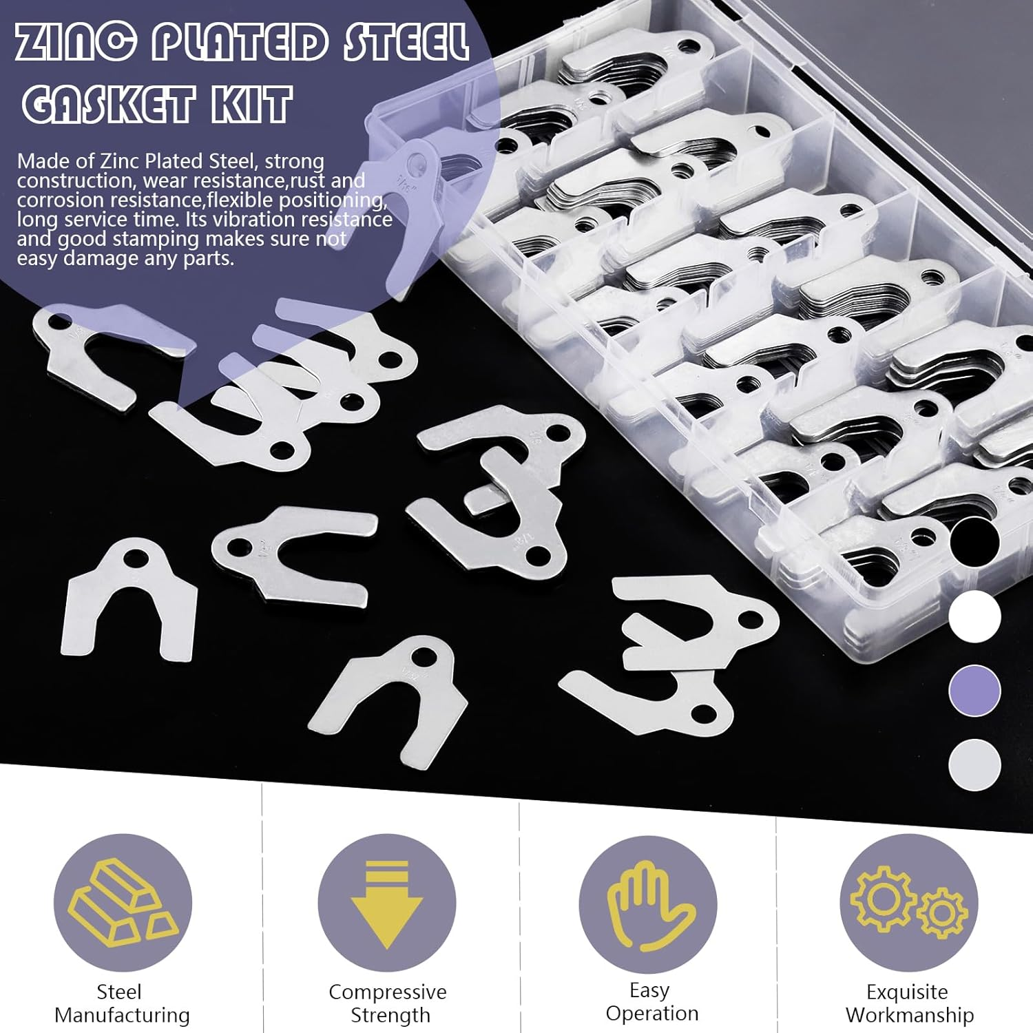 Swpeet 144Pcs 4 Sizes 1/64" 1/32" 1/16" 1/8" Auto Alignment Body Shim Assortment Kit with a Storage Box, Perfect for Adjusting Body Parts or Camber image number 1