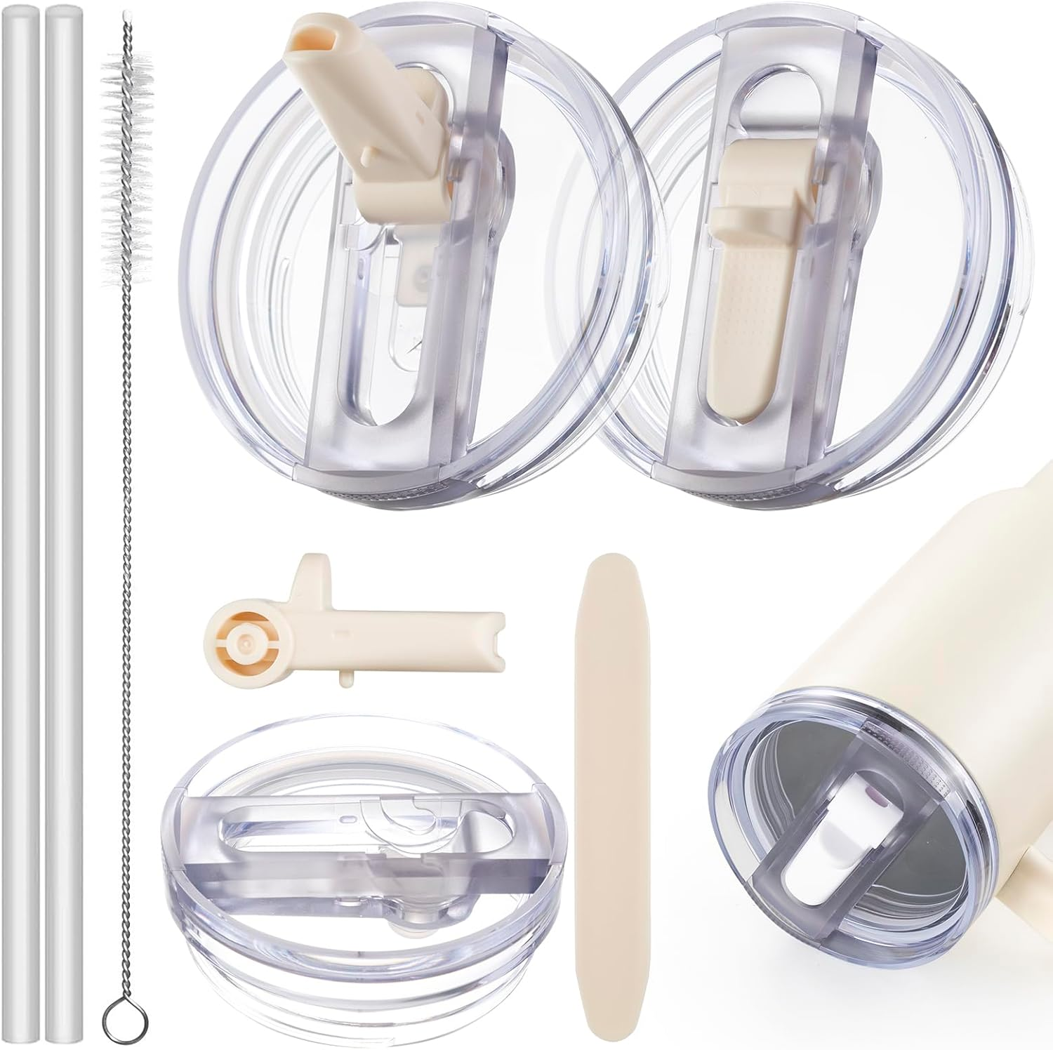 2Pcs 40 Oz Lid Leak-Proof for Stanley Cup - Tumbler Detachable Flip Straw Lid, Lids Replacement Accessories for Stanley Cups, Cup Accessories, Set with Cover