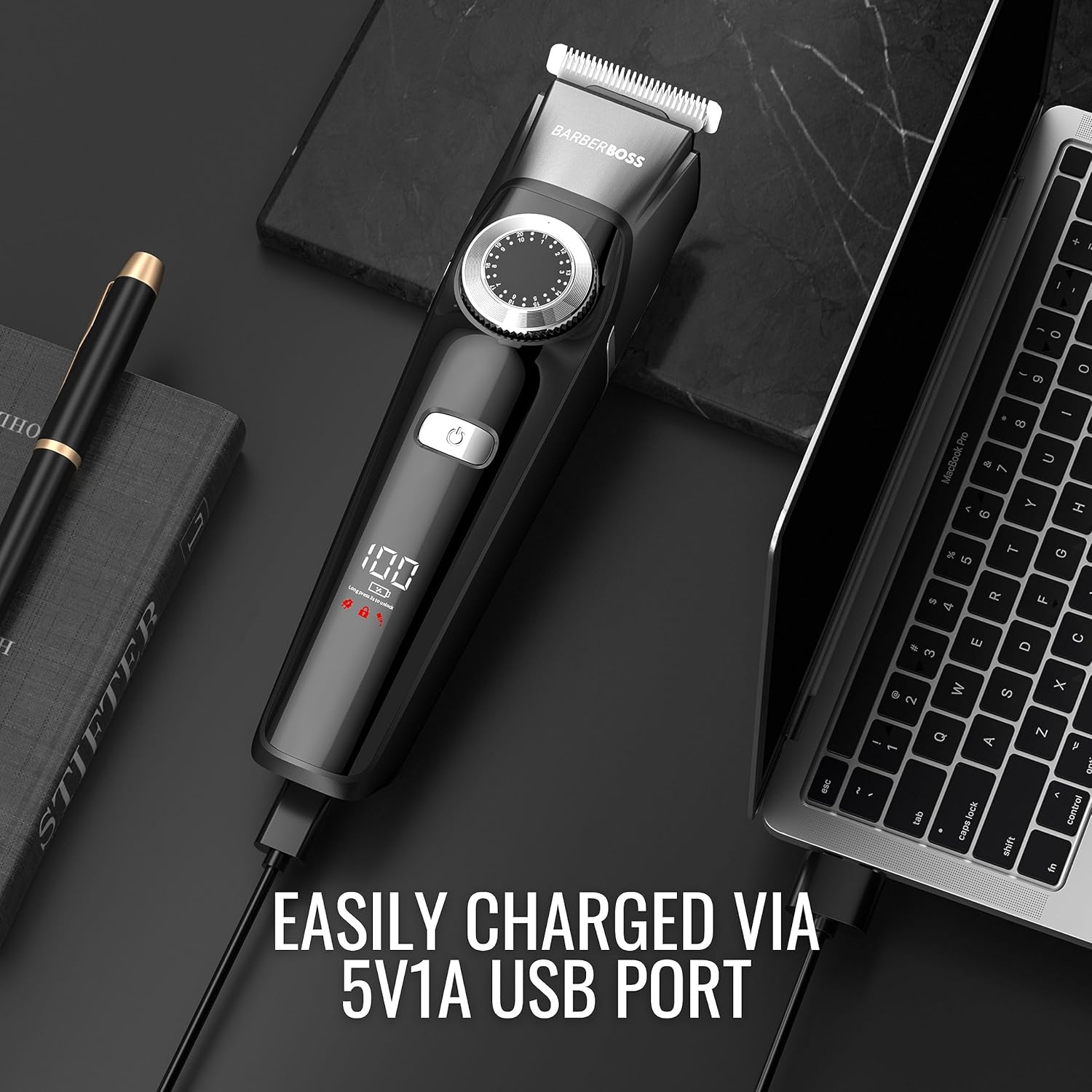 Barberboss 3 in 1 Facial Grooming Kit, Hair, Detail & Beard Trimmer, Men&rsquo;S Hair Clipper, Precision Control Dial, 4 Guide Combs, USB Rechargeable, LED Display, 100% Waterproof, QR-6086 image number 1