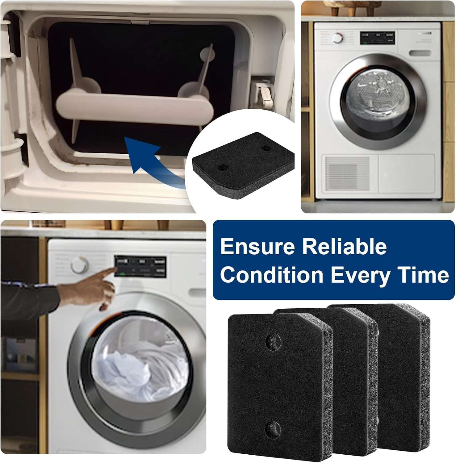 4Pcs Plinth Filter Replacement for Miele T1 Dryer 9164761 &ndash; High-Quality Tumble Dryer Foam Filter (10.2X6.18X1.18&Prime;), Compatible with Miele Heat Pump Dryer, Durable & Easy to Install image number 2