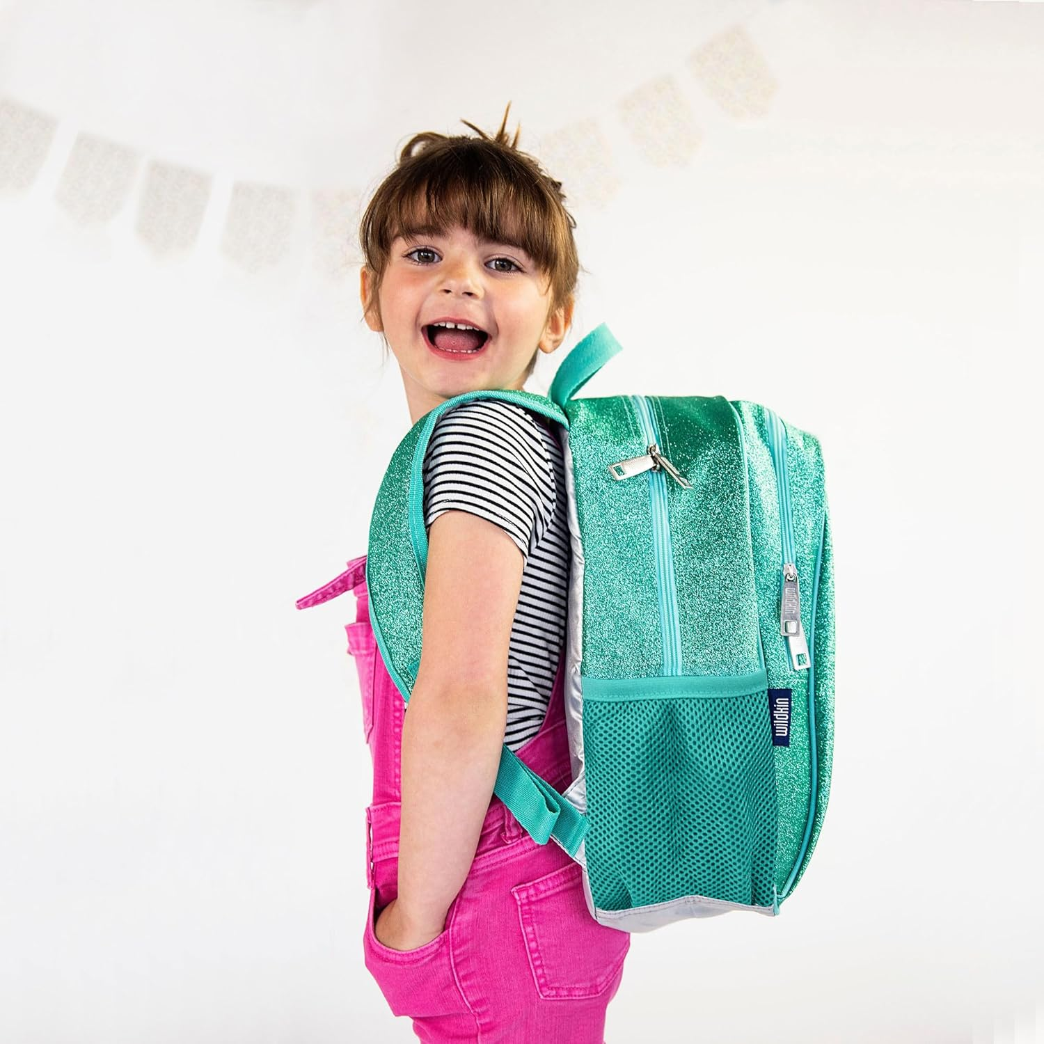 Wildkin Kids 15 Inch Backpack for Boys and Girls, Perfect Size for Preschool, Kindergarten and Elementary School, 600-Denier Polyester Fabric Backpacks, Bpa-Free, (Blue Glitter)