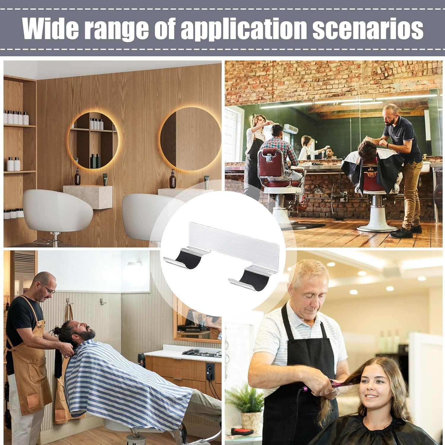 Wall Mounted Hair Dryer Holder, Metal Hair Dryer Hanger Rack, No Punching Hair Dryer Hanger, Wall Mount Hair Styling Tools Organizer for Bathroom Living Room Vanity image number 4