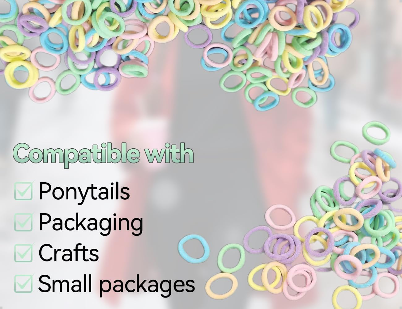 AOYEGIC Pack of 200 Small Hair Bobbles Girls, Seamless Multicoloured Mini Hair Bobbles, Elastic Soft Loom Bands, Ponytail Decoration, for Girls, Children, Baby (Colour) image number 6