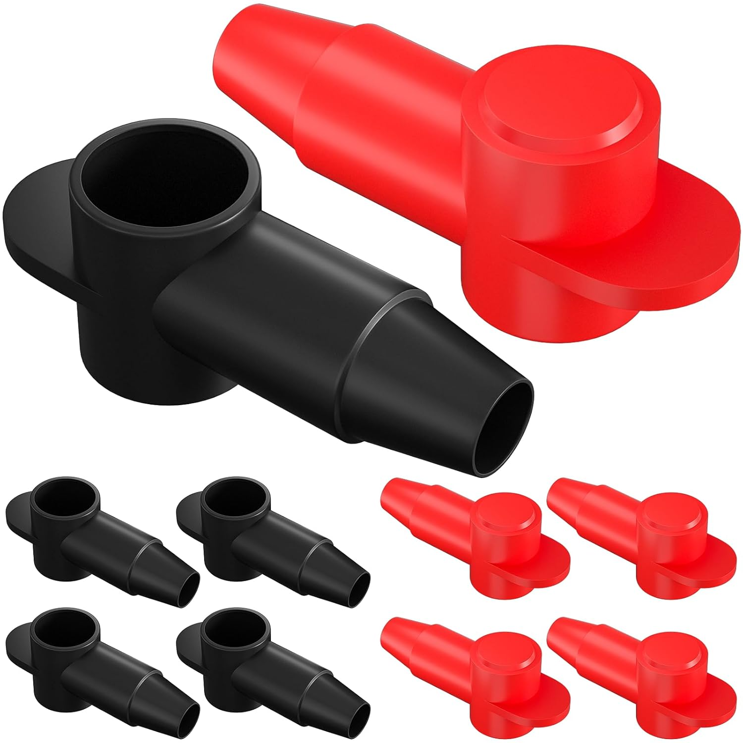 Betybedy 10 Pack Silicone Battery Terminal Covers for 10-4AWG Wire, Insulated Battery Terminal Protectors for 1/4", 5/16", 3/8" Battery Post, Battery Stud and Power Junction Blocks Cover image number 6
