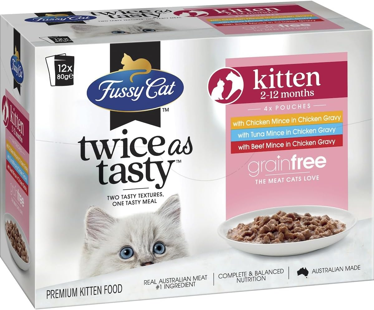 Fussy Cat Twice as Tasty Kitten Food 80 G (Pack of 12) image number 1