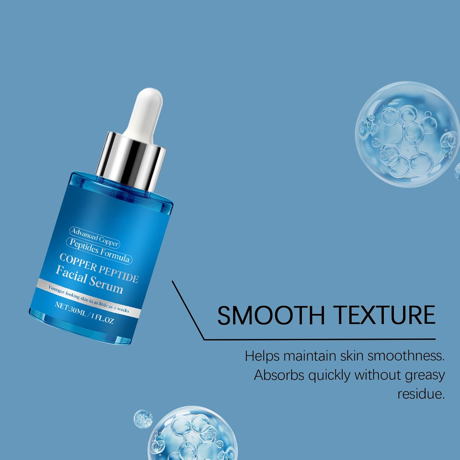 Ghk-Cu Copper Peptide Serum, Anti-Aging Face Serum with Hyaluronic Acid, Collagen, Firming & Hydrating for Smoother-Looking Skin, Fine Lines & Firmness, Fast-Absorbing image number 4