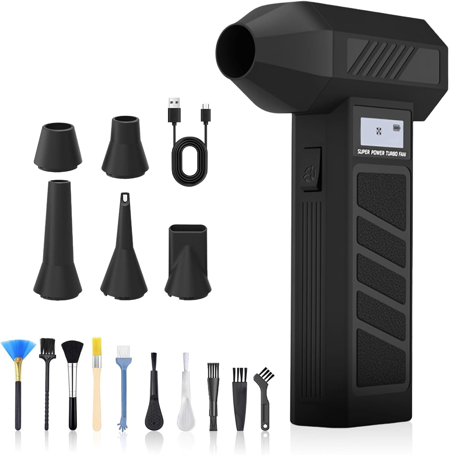 YLSD Electric Air Duster, 130000RPM Mini Turbo Jet Blower with Display Screen & LED Light, 4 Gear Adjustable Compressed Air Blower, Powerful Dusters for PC, Car, Home & Outdoor Cleaning image number 4