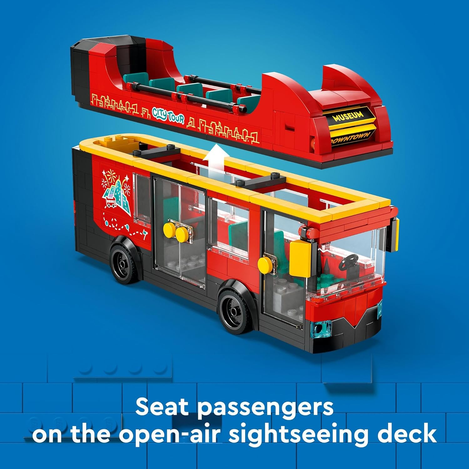 LEGO City Red Double-Decker Sightseeing Bus Toy for 7+ Year Old Boys & Girls, Creative Vehicle Building Set with 5 Minifigures, Kids' Construction Toys, Birthday Treat 60407 image number 4