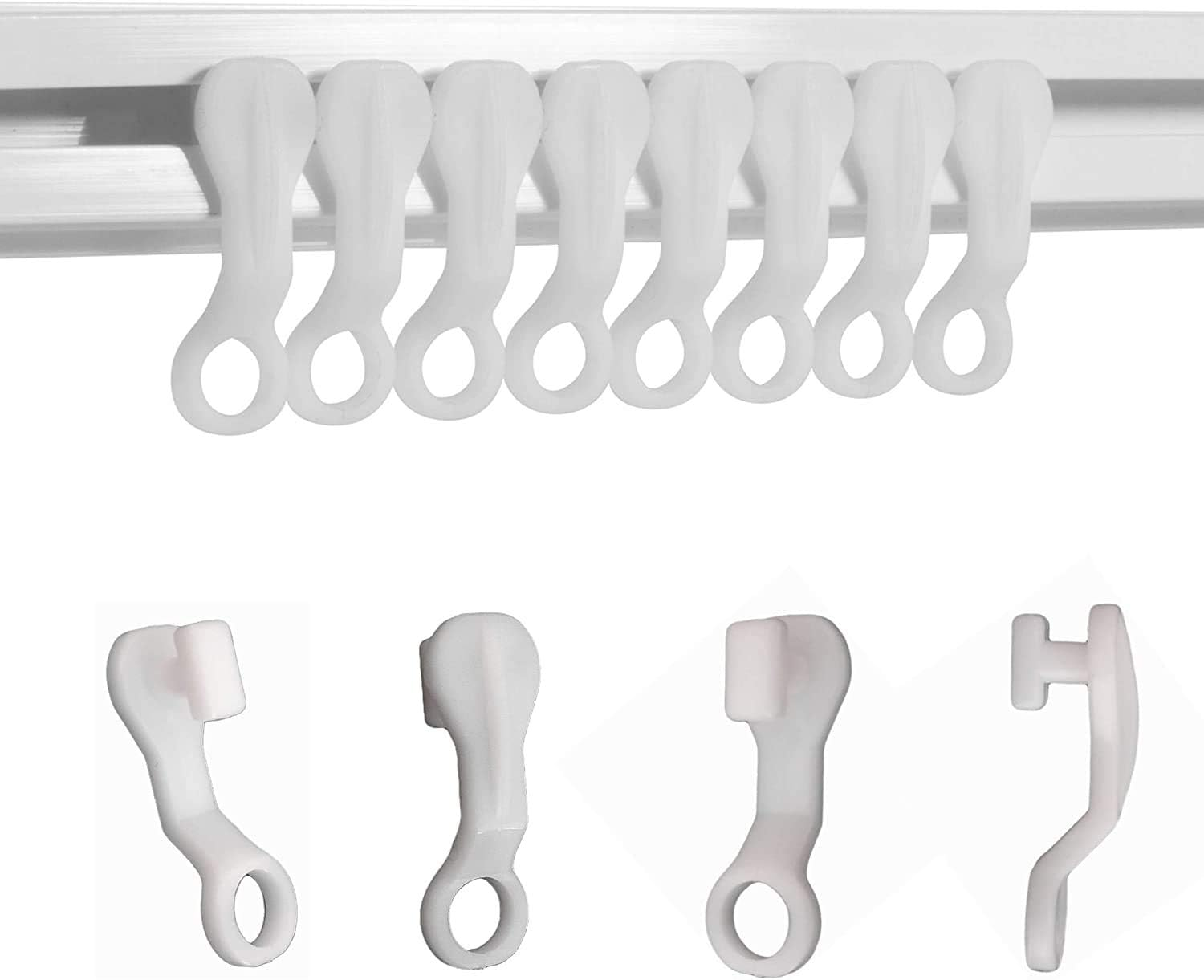 Plastic 50 Pieces White Glider Hooks for Ceiling Curtain Track Easy Fit Strong image number 2