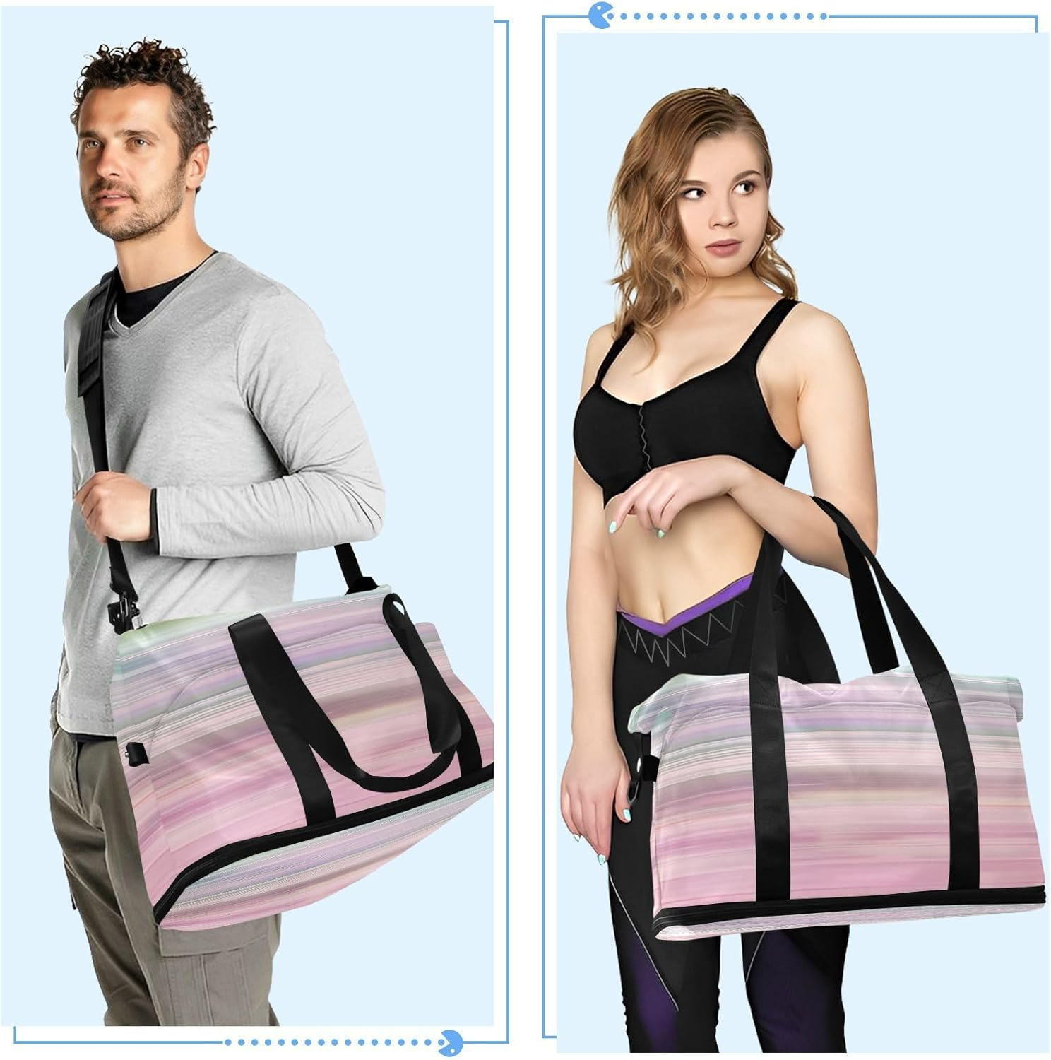 Gradual Change Gym Duffel Bag Travel Weekender Gear Bag with Toiletry Bag for Gym Foldable, Gradual Change, 1 Size image number 2