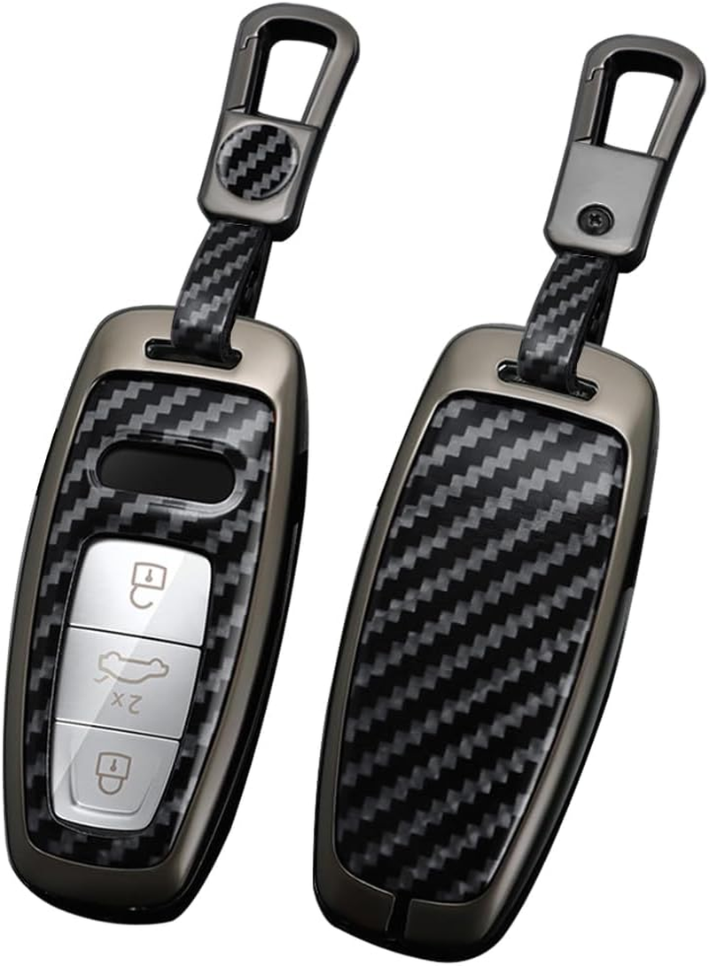 Ontto Alloy Car Key Fob Cover Fit for Audi A6 A7 A8 E-Tron Q5 Q7 Q8 C8 D5 A6L A8L SQ8 2019-2023 Keyless Entry Remote Key Case Keyring Key Shell Holder Keychain Protector Accessories White A