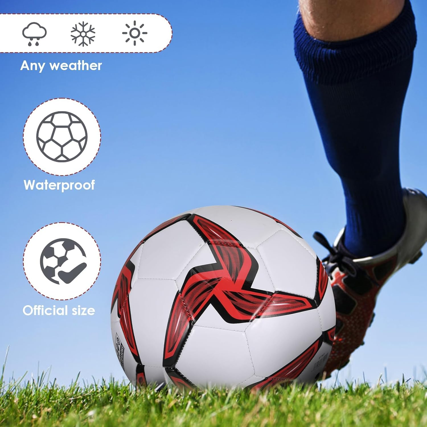 Training Soccer Ball, Official Soccer Ball Size 5, Soccer Ball Outdoor & Indoor, Football for Cadeau D'Anniversaire Pour Amateur or Game image number 3