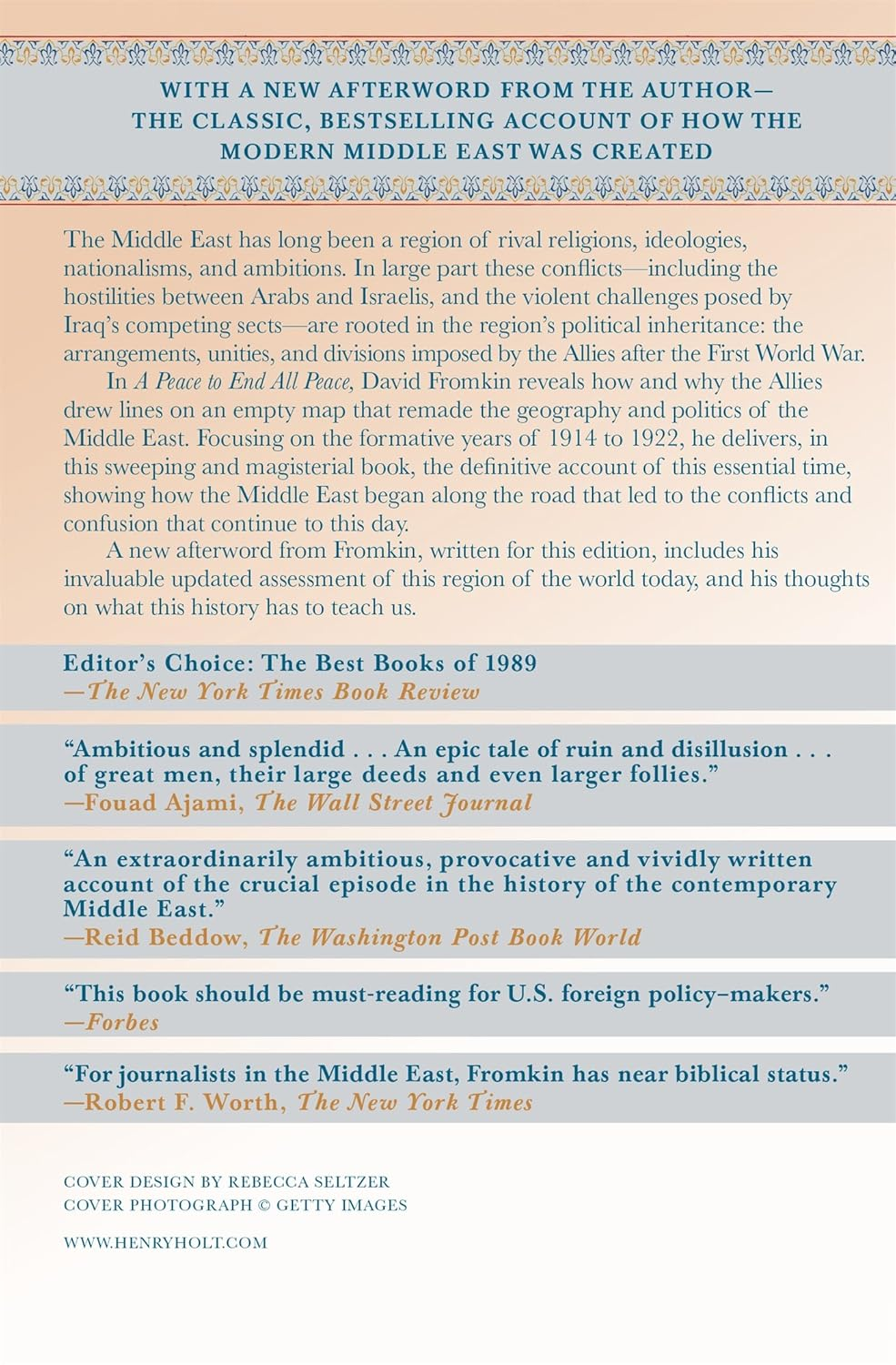 Peace to End All Peace, 20Th Anniversary Edition: the Fall of the Ottoman Empire and the Creation of the Modern Middle East