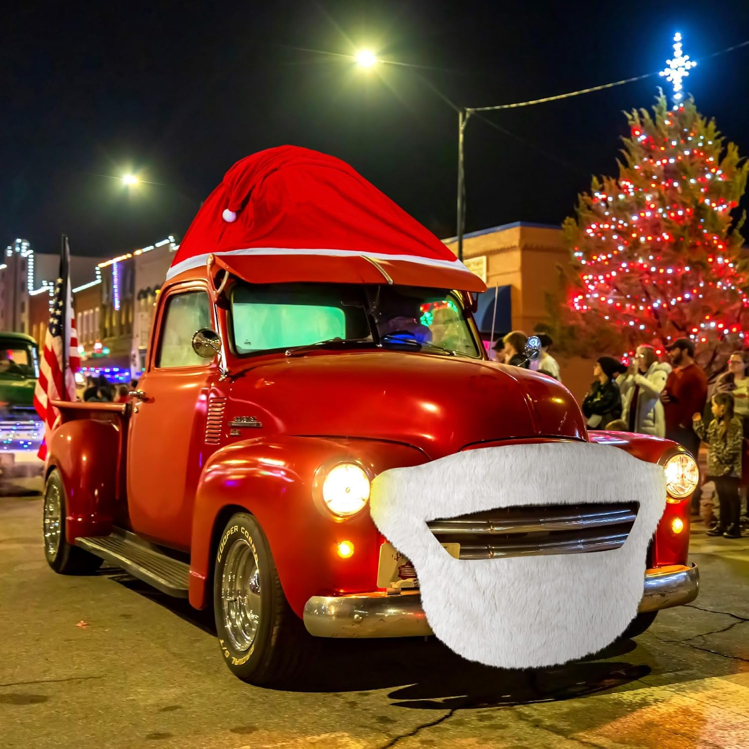 Datanly 18 Ft Giant Christmas Decorations for Car Golf Cart Santa Hat for Car Velvet Santa Hat with Beard Car Accessories Santa Claus Decorations for Cars Christmas Car Decor Cover for Most Car image number 1