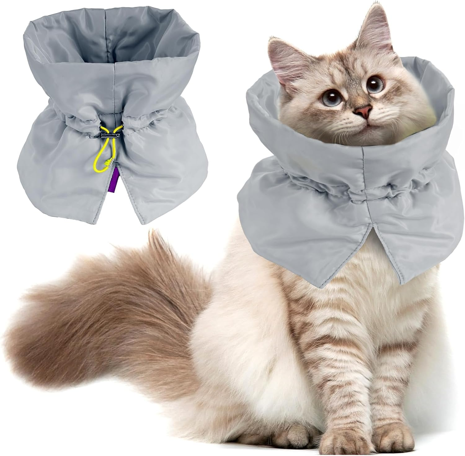 Cat Recovery Collar, Soft Adjustable Cat Cone Alternative, Lightweight Waterproof Fasteners Collars for Cats Kittens Puppies, after Surgery Stop Licking and Daily Use (Blue, M(Neck7.9-13.8"))