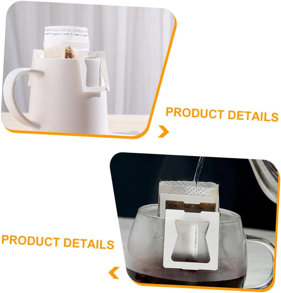 INOOMP 50Pcs Portable Hanging Ear Coffee Filter Bags Single Serve Drip Coffee Filters for Home Travel Office Fine Filtration Thickened Material Easy Brewing for Tea image number 1