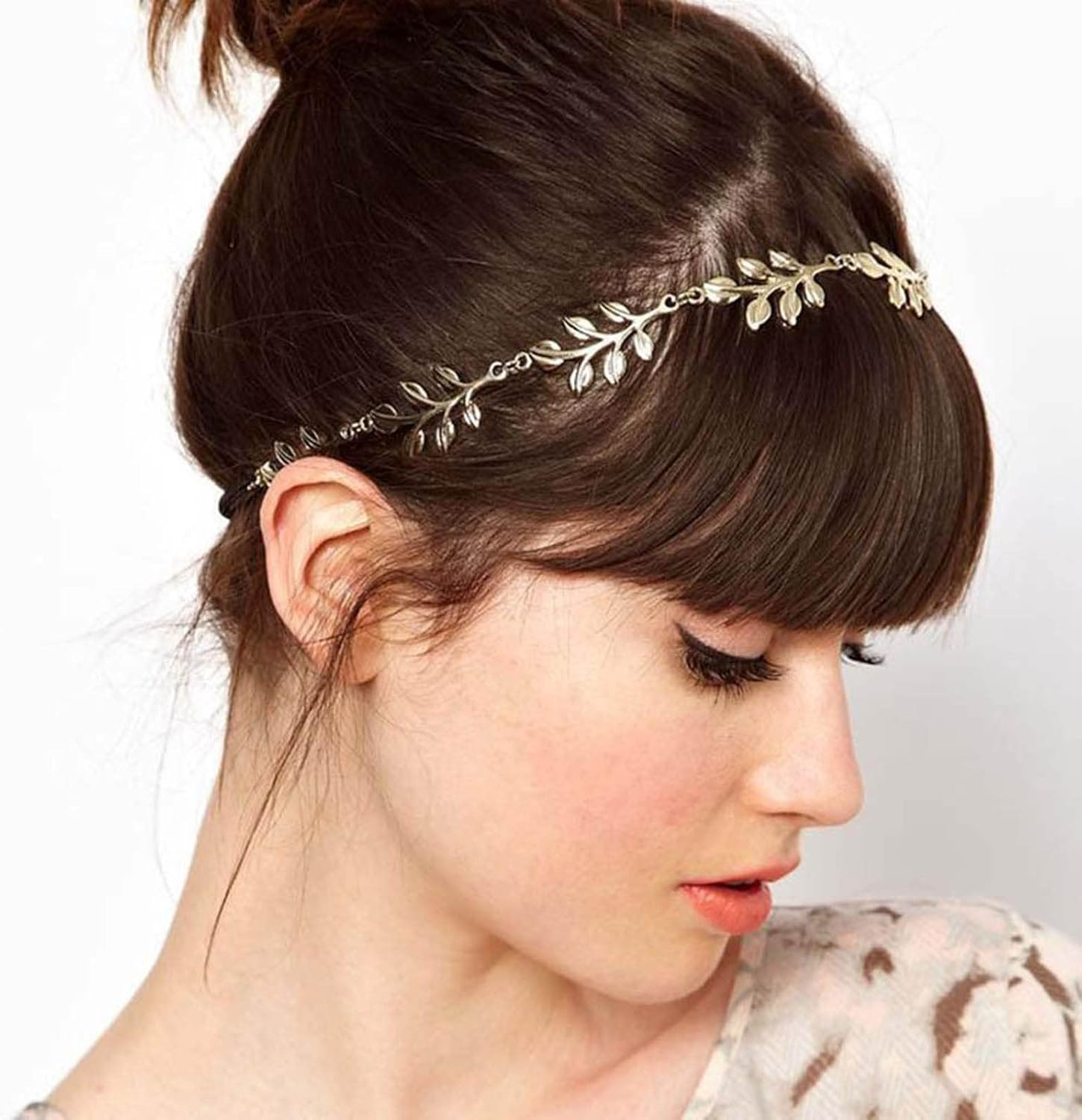 Wendalern Boho Leaf Hair Chain Headband Gold Leaf Hair Band Wedding Head Chain Metal Elastic Gold Headpiece Bridal Hair Chain Headpiece Decorative Hair Accessories for Women and Girls image number 6