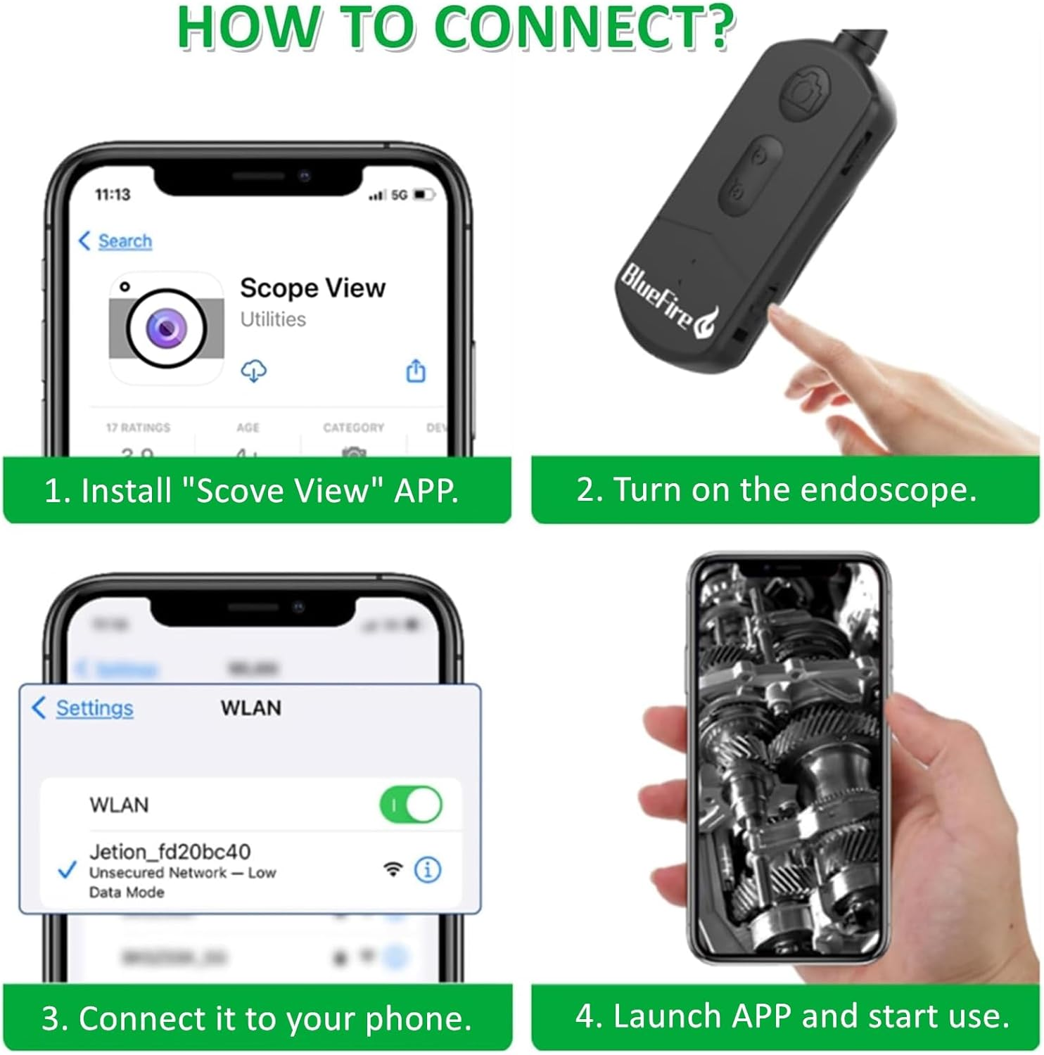 Bluefire Industrial Endoscope, 3.9Mm Super Slim Industrial Borescope for Automotive Inspection, 1080P HD Snake Camera with 6 LED Lights, Waterproof Inspection Camera for Smartphone/Tablet(3.5M) image number 6