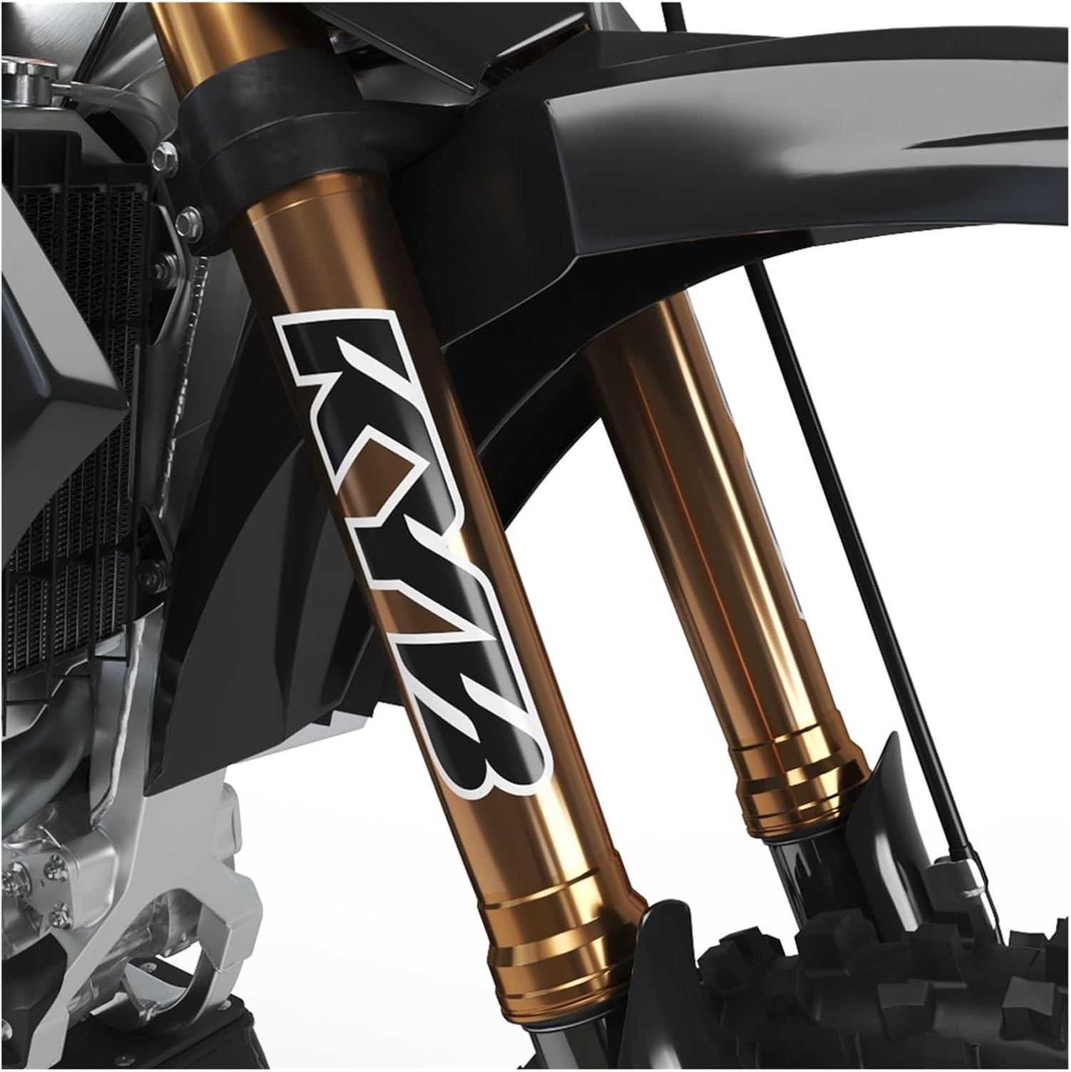 Reflective Motocross Motorcycle Sticker Fork Kyb Suspension Showa Decals(Black) - Green image number 3