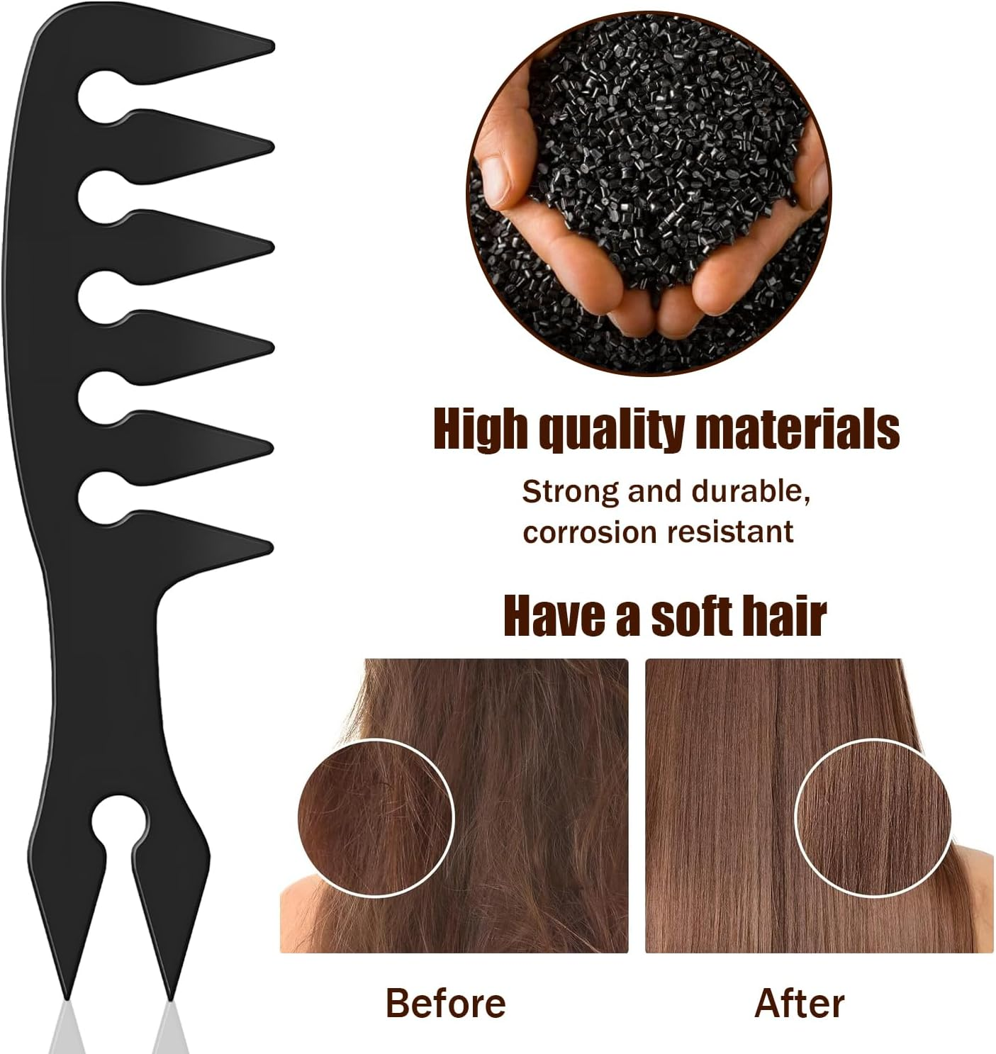 Wide Tooth Combs,Texture Comb for Hair Styling Men Women Barber Black