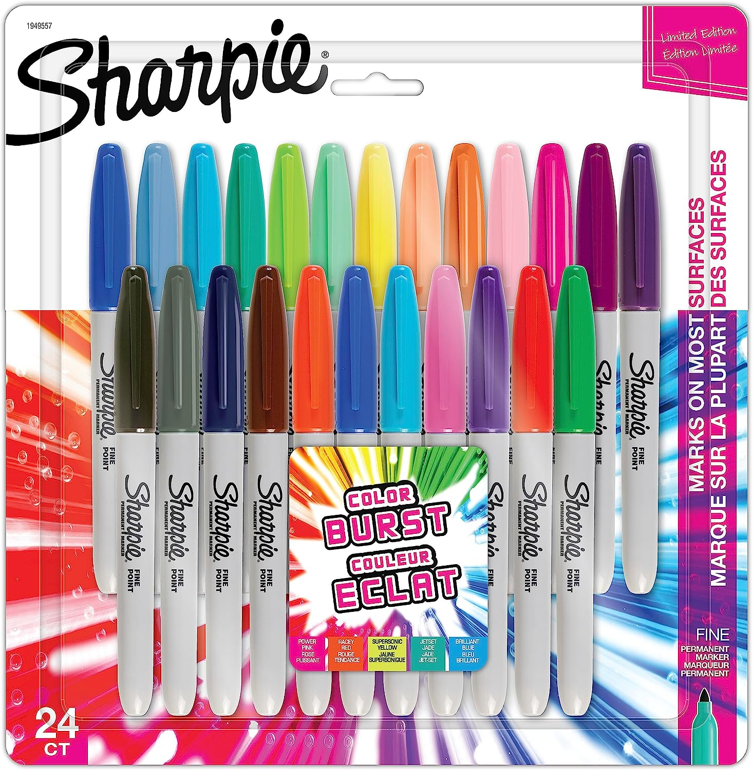 Sharpie 1949557 Fine Colour Burst Permanent Marker (Pack of 24) image number 6