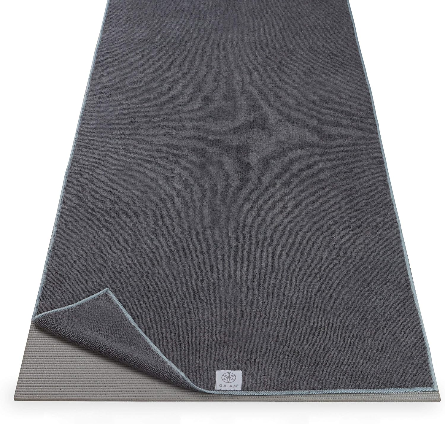 Gaiam Yoga Mat Towel Microfiber Mat-Sized Yoga Towel for Hot Yoga (68" L X 24" W), Folkstone Grey
