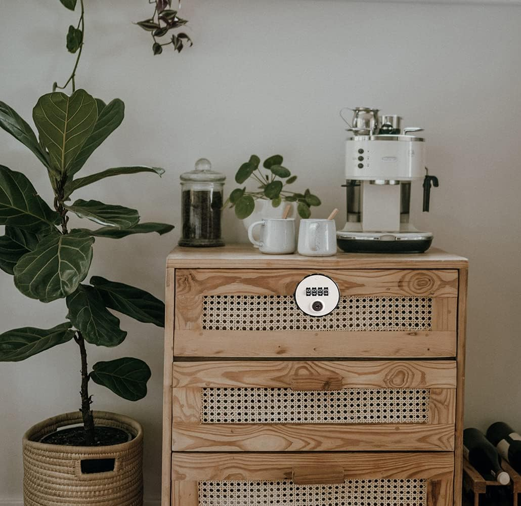 Maizoon Combination Cabinet Cam Lock 4 Digital Resettable round Padlock with Keys Password Retrieval Hardware Weatherproof Drawer Door Anti-Theft for Furniture Box Locker 20Mm image number 3