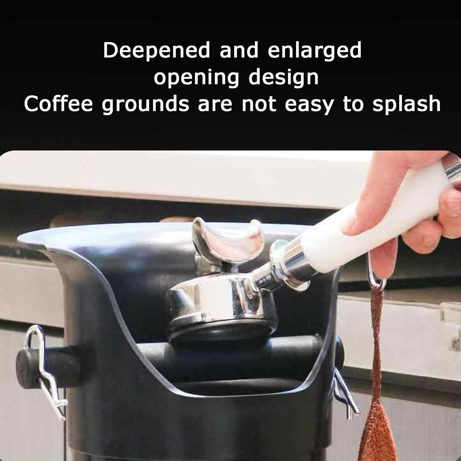 Coffee Grounds Bucket,Floor Standing Knock Box with 25 Garbage Bags and Towel,For Milk Tea Shop Household Bar(White) - White image number 5