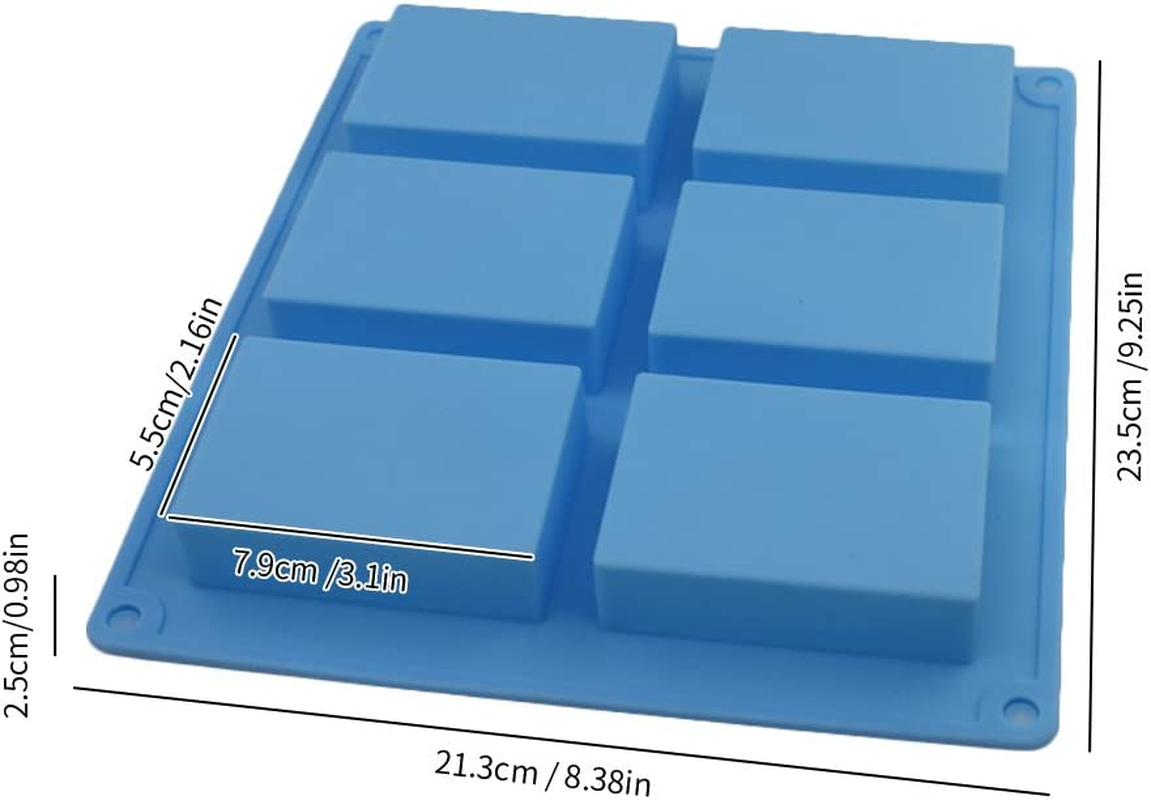 3 Pieces Rectangle Silicone Soap Molds, SENHAI 6-Cavity Cake Loaf Bread Baking Pans, Chocolate Cheesecake Cornbread Handmade Trays - Pink, Blue, Purple image number 3