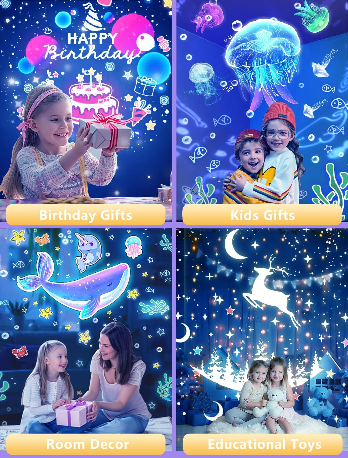 21 Sets of Films, Projector Night Light for Kids Bedroom, Ceiling, Kids Night Light Projector, Star Galaxy Projector for Baby Girls with 360&deg; Rotating, Birthday, Christmas, Nursery, Room Decor image number 4