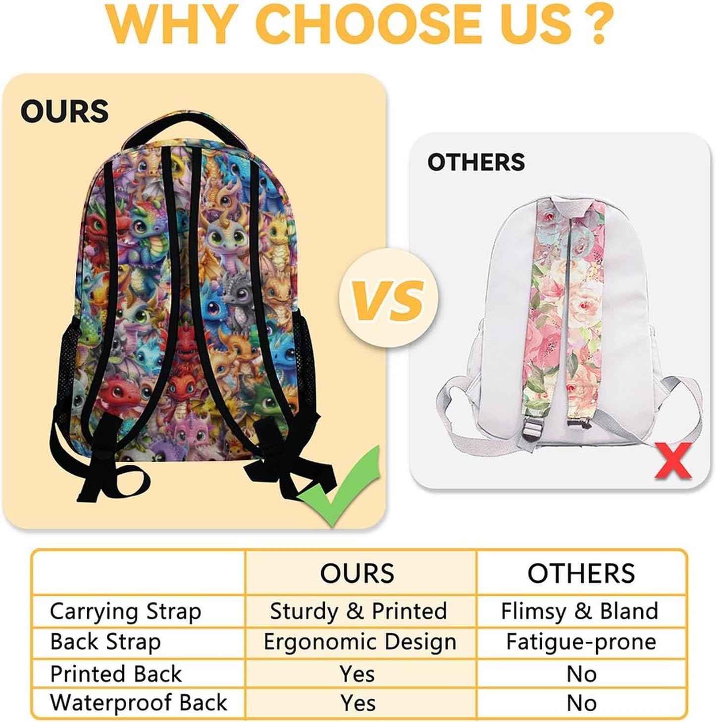 NICEFORNICE Dragon Backpack for Kids, 17 Inch Cute Backpacks for School, Lightweight Bookbag for Girls image number 2