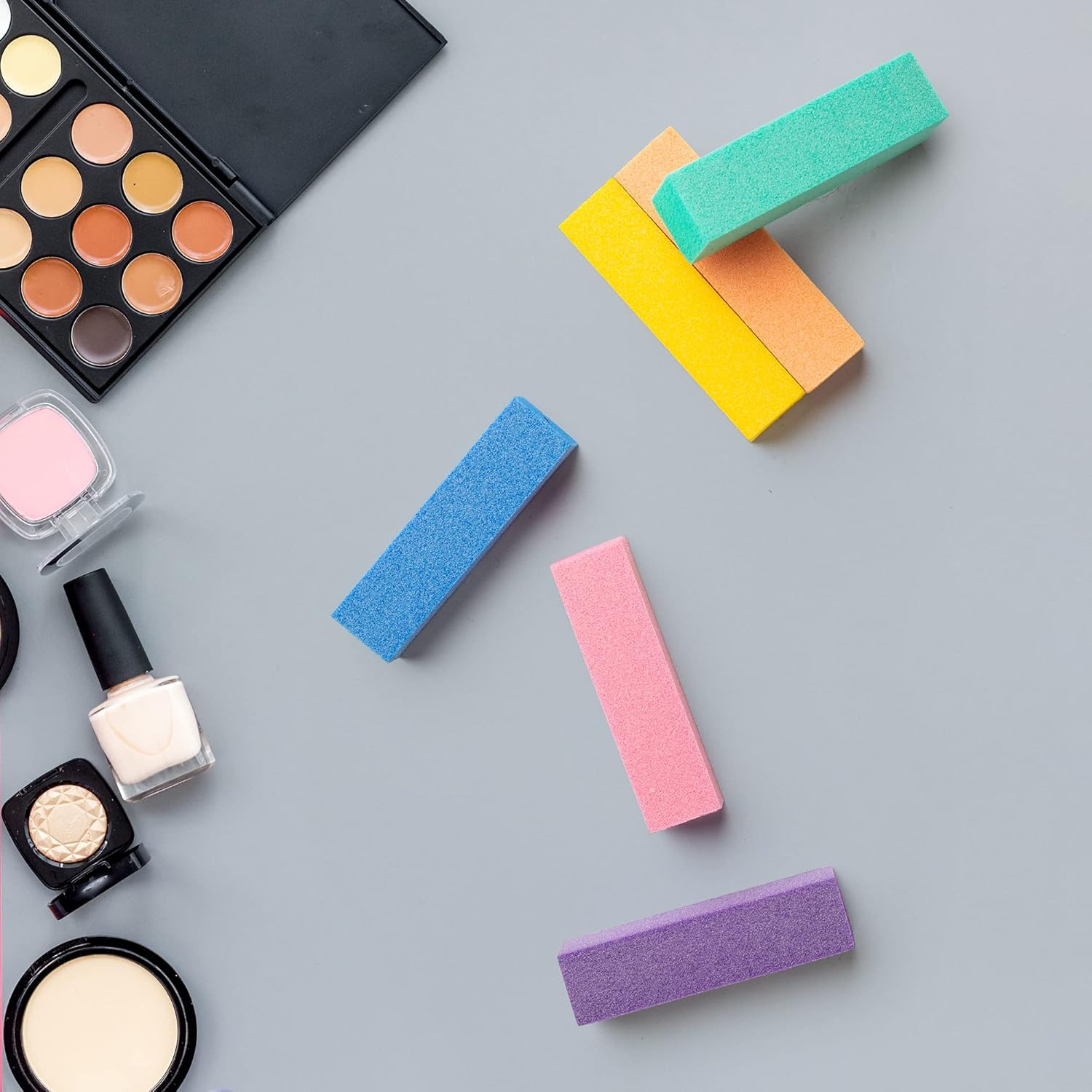 Natural and Acrylic Nail Buffing Blocks, 12-Pack, 4 Sided, Medium Grit (Multi-Colored) image number 4