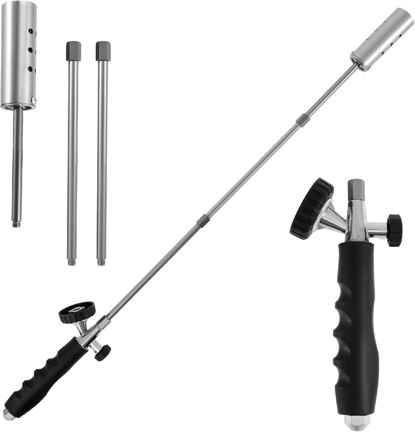 Torch Weed Burner Kit Removable Blow Torch with 2 Poles & Nonslip Rubber Handle Multifunctional Safe Weed Burner for Outdoor Camping image number 4