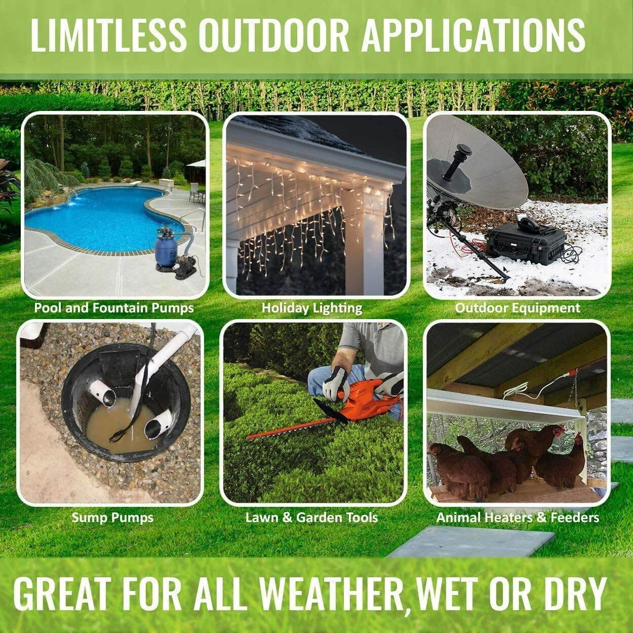 Leona Co Outdoor Extension Cord Safety Cover, Weatherproof Electrical Connection Box to Protect Outdoor Outlet, Plug, Socket, Christmas Holiday Decoration Light image number 3