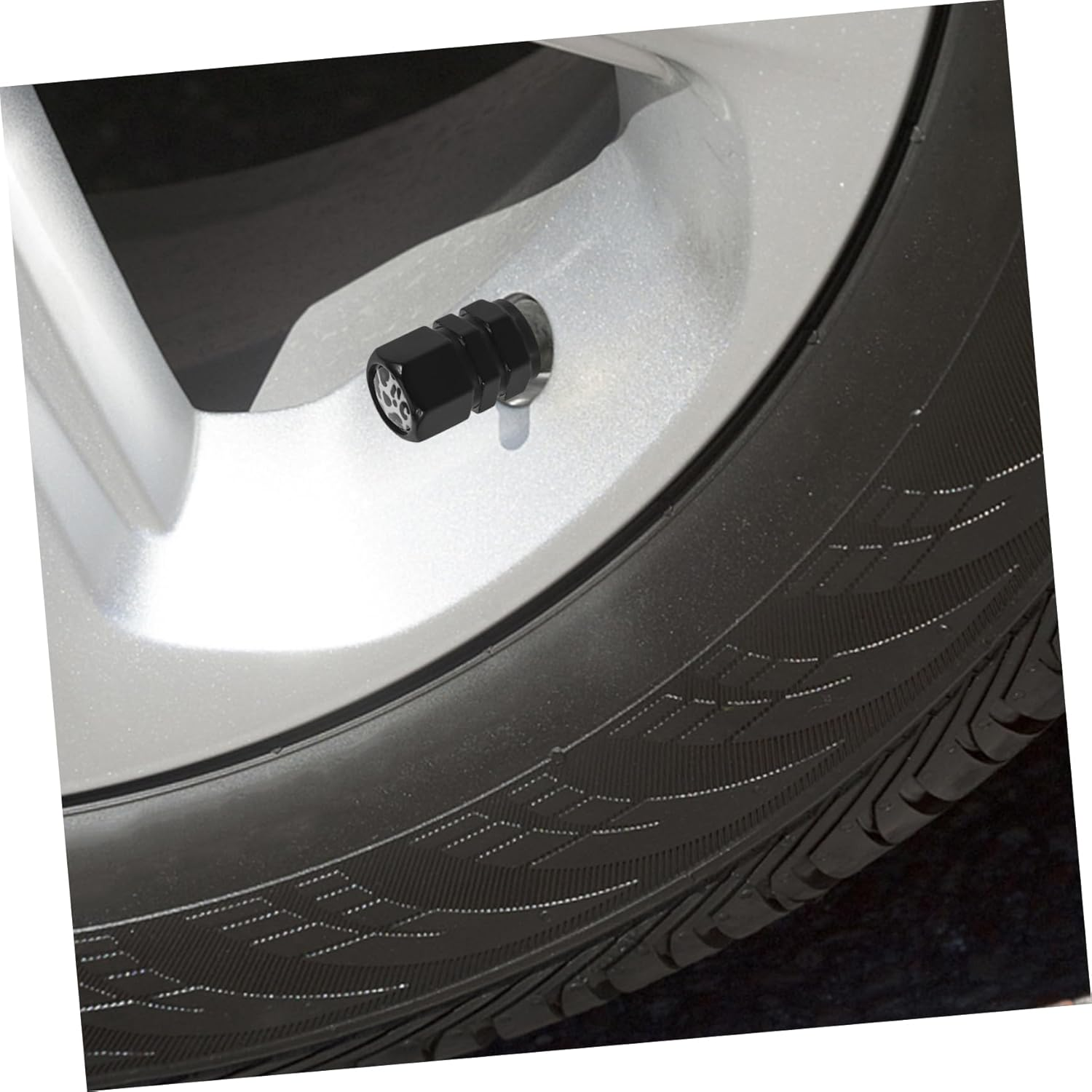 Mikinona 4Pcs Car Tire Valve Caps Aluminum Alloy Decorative Replacement Stem Covers for Automotive Wheels, Black White Leopard Pattern, Suitable for Vehicle Tire Accessories image number 1