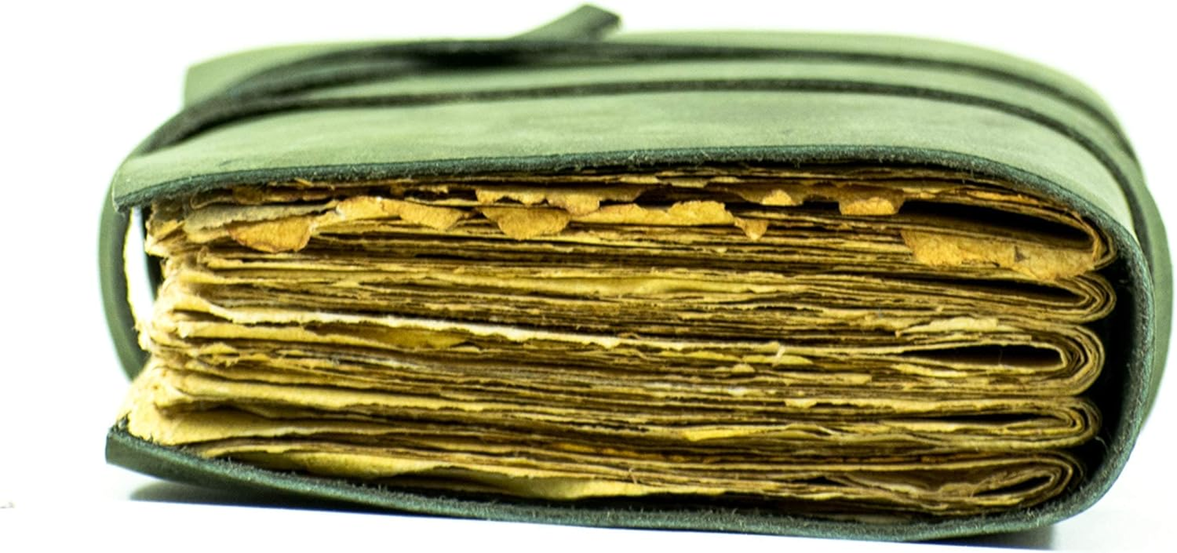 Overdose Deckle Green Leather Journals - Vintage Leather Journal for Men & Women | Travel Journal & Sketch Writing Journal for Personal Diary | Leather Bound Notebook Journal | Leather Sketchbook | Unlined Paper | Handmade Vintage Deckle Edge - 6 X 8 Inches | 15.24 X 20.32 Cm