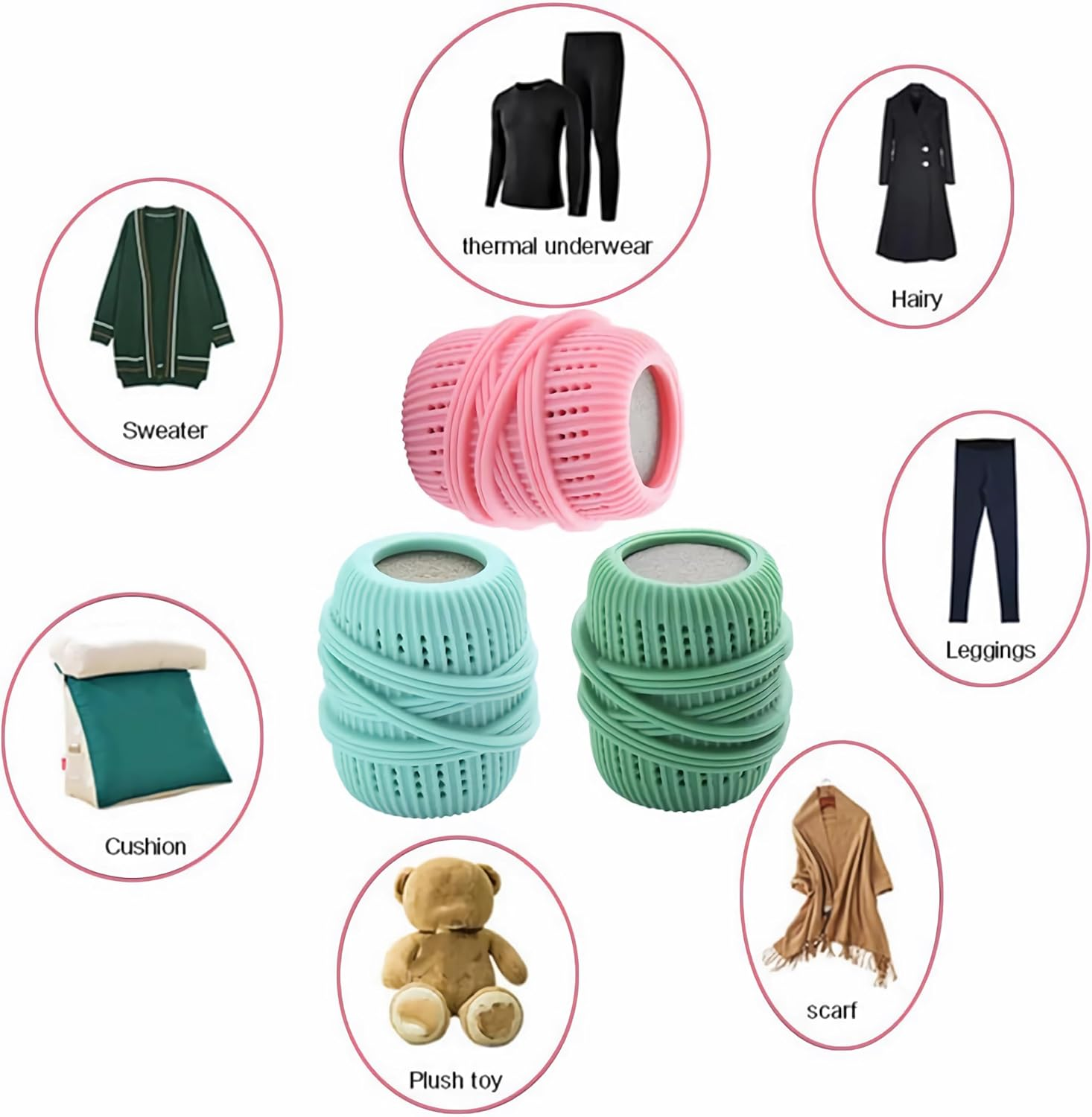 3-Piece Set of Washing Machine Dryer Balls, Anti-Tangling Fabric Soft Dispenser, Pet Hair Remover and Lint Removal Cleaning Float, Household Reusable Laundry Sponge Balls image number 3