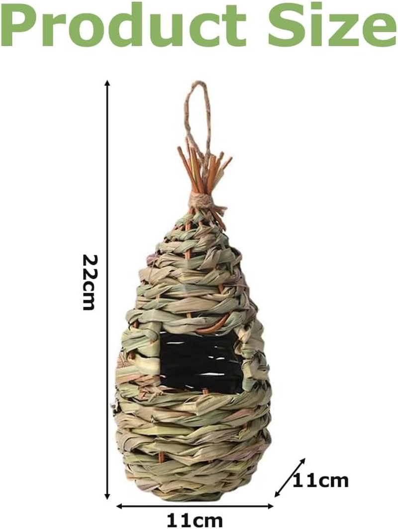 MOTRAIN Grass Hand Woven Bird Cage/Lightweight Hanging Nest,Grass Woven Birdhouse Nest & Cozy Resting Place,Bird Cage for Outdoors Indoors image number 4