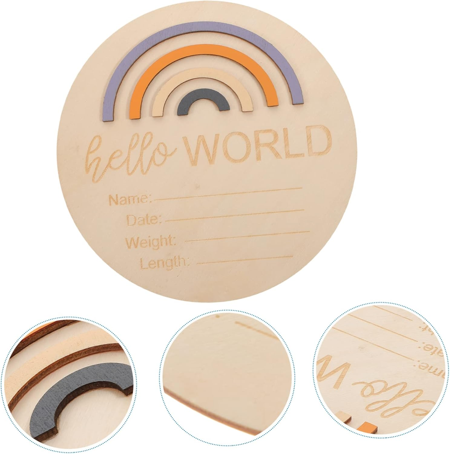 Wooden Milestone Cards for Newborn Monthly Photo Signs Lightweight Durable Name Sign for Nursery Keepsake Birth Announcement Prop for Shower and Growth Recording image number 6