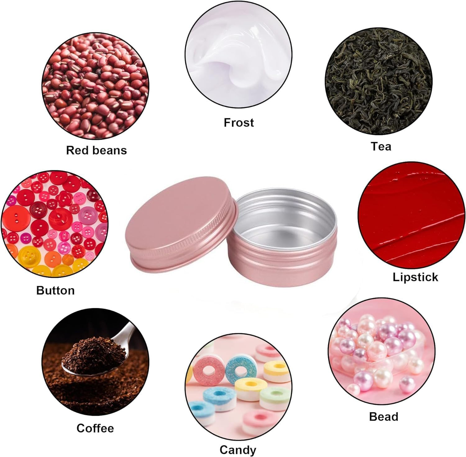 Aluminum Tin Jar with Screw Cap Rose Gold, 12Pcs Rose Gold Aluminum Tin Jar with Screw Lid Empty Refillable Aluminum round Tin Containers,Screw Top round Tin Cans Aluminum Tin Jar with Screw Lid, 60G image number 4