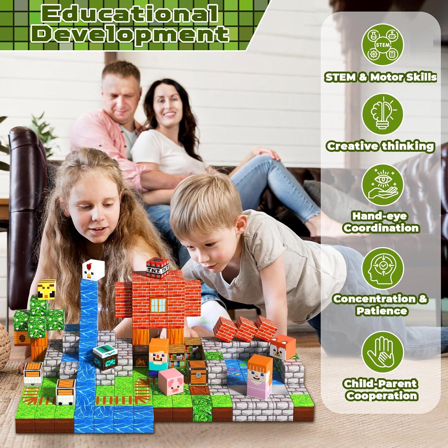 200PCS Magnetic Blocks - Forest Magnetic Building Blocks, Stacking Magnets for Kids, Strong Magnets, Sensory Toy for STEM Learning Toys for Kids 3+ Boys and Girls Christmas Birthday Creative Gifts