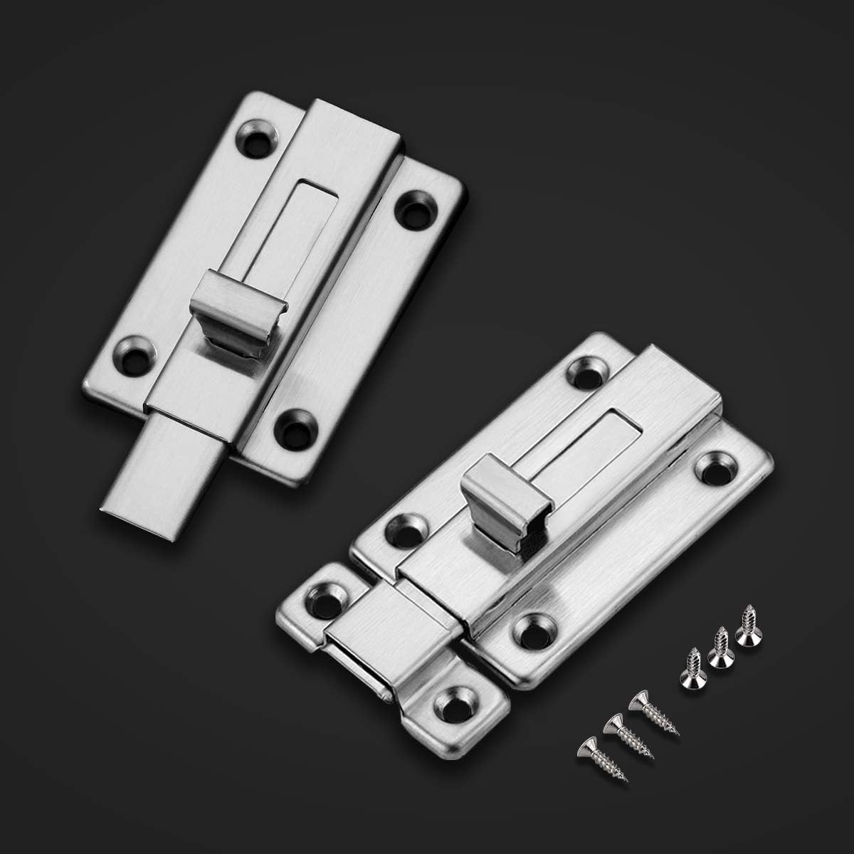 3 Inch Stainless Steel Door Bolts, 2 Pcs Door Locks, Slide Door Bolts for All Internal Doors, Bedroom Bathroom image number 3
