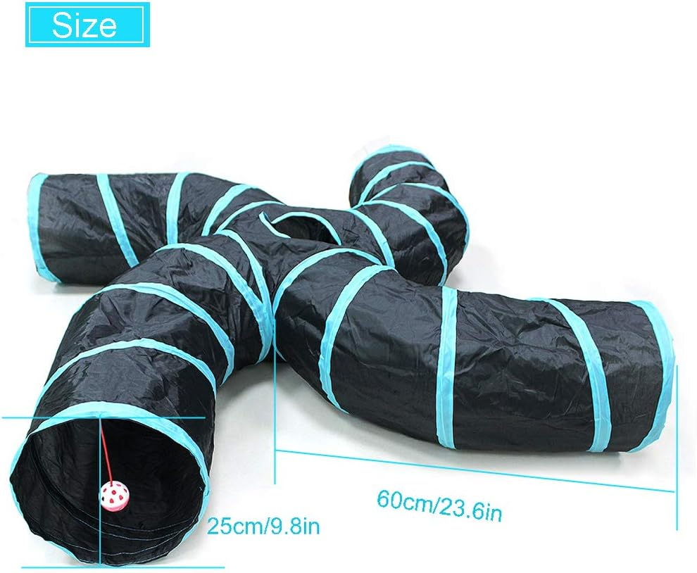 Bemodst S-Type Cat Tunnel, 2 Way/3 Way/4 Way/5 Way Collapsible S-Shape Small Animal Tubes Kitty Tunnels Interactive Maze House Toy with Storage Bag for Kitten Puppy Rabbit Guinea Pig (4-Way) image number 2