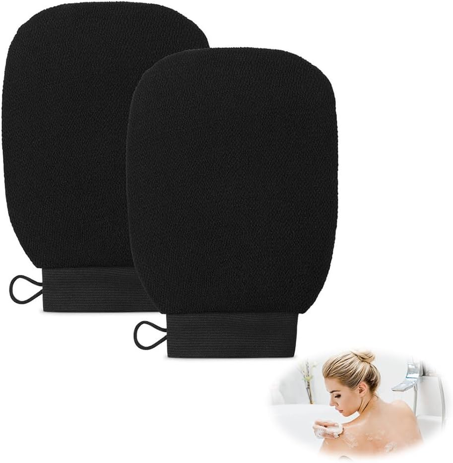 2 Pcs Exfoliating Glove - Body Scrubber Mitt for Dead Skin Removal, for Women & Men,For Bathing,Self Tanning image number 1