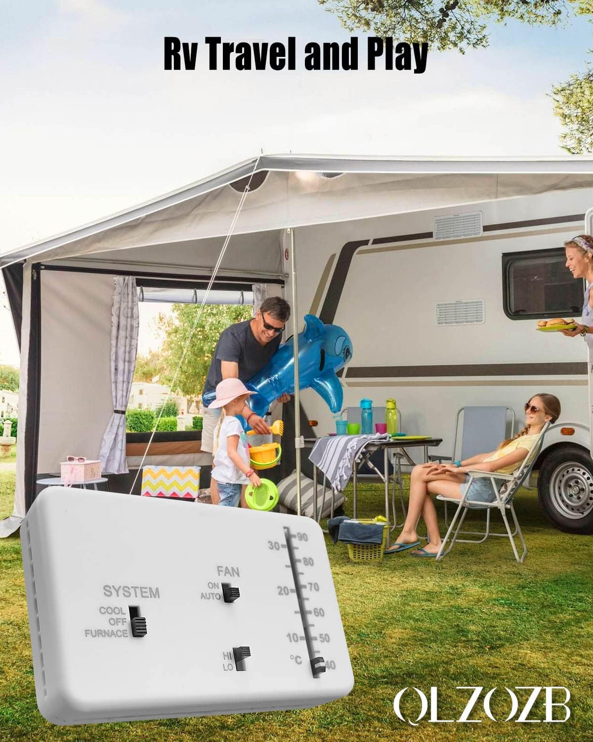 RV Thermostat RV Analog Thermostat Fit for Dometic (Cool Only/Furnace), Replace 3106995.032, 12VDC White image number 2